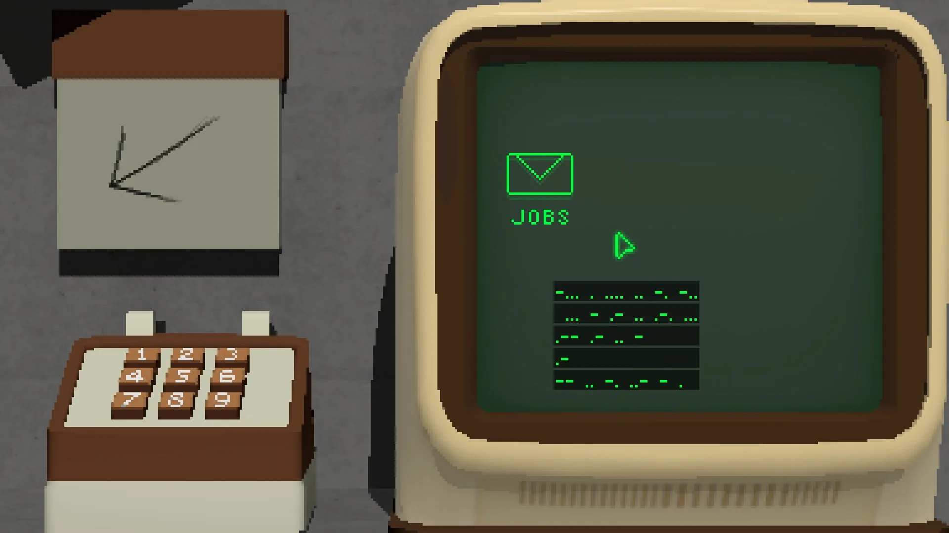 Office phone displaying a Morse-code message